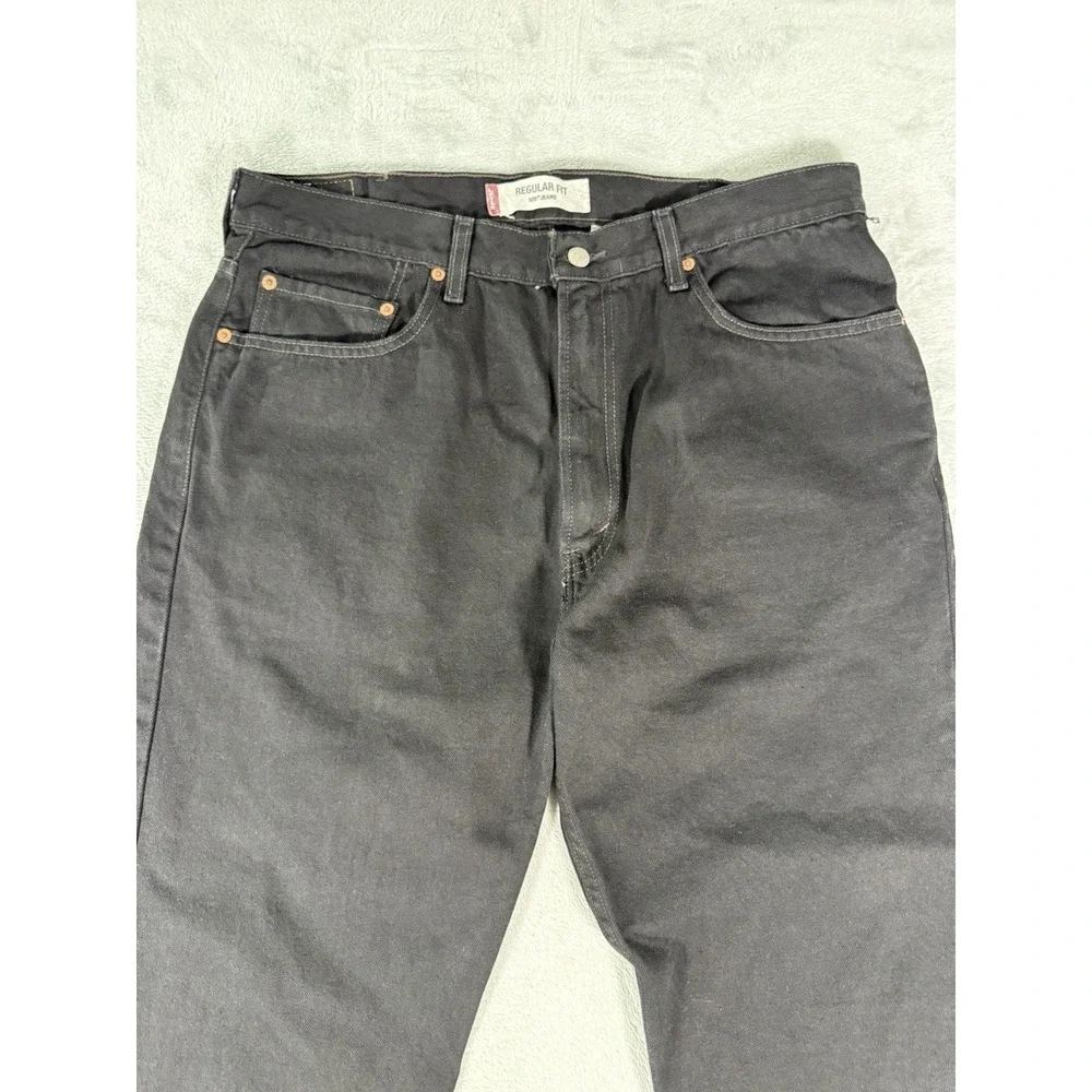 Levis 505 Jeans Mens 38x34 Black Denim Regular Fit Straight Leg Vintage